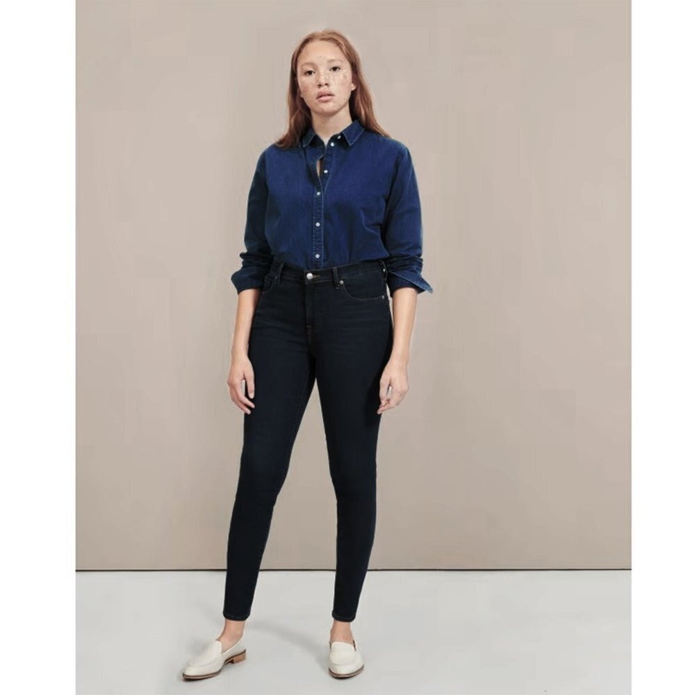 Everlane The Authentic Stretch Mid Rise Skinny Jeans Dark Wash Women 26